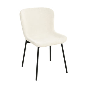 Home4you Manolo Dining Chair, White Bouclé