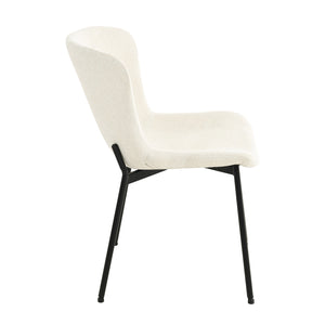 Home4you Manolo Dining Chair, White Bouclé