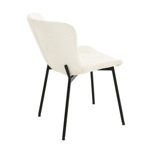 Home4you Manolo Dining Chair, White Bouclé