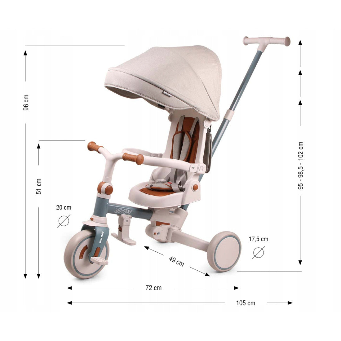 Milly Mally Zippy Tricycle, Beige