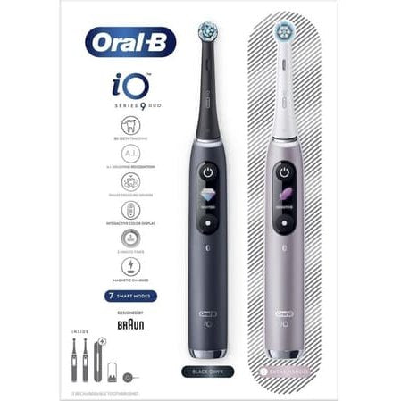 Oral-B iO Series 9 Duo Electric Toothbrushes, Black Onyx & Rose Quartz