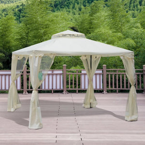 Outsunny 2 Tier Garden Gazebo with Curtains 3000x3000mm, White