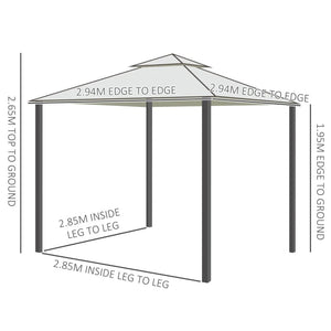 Outsunny 2 Tier Garden Gazebo with Curtains 3000x3000mm, White