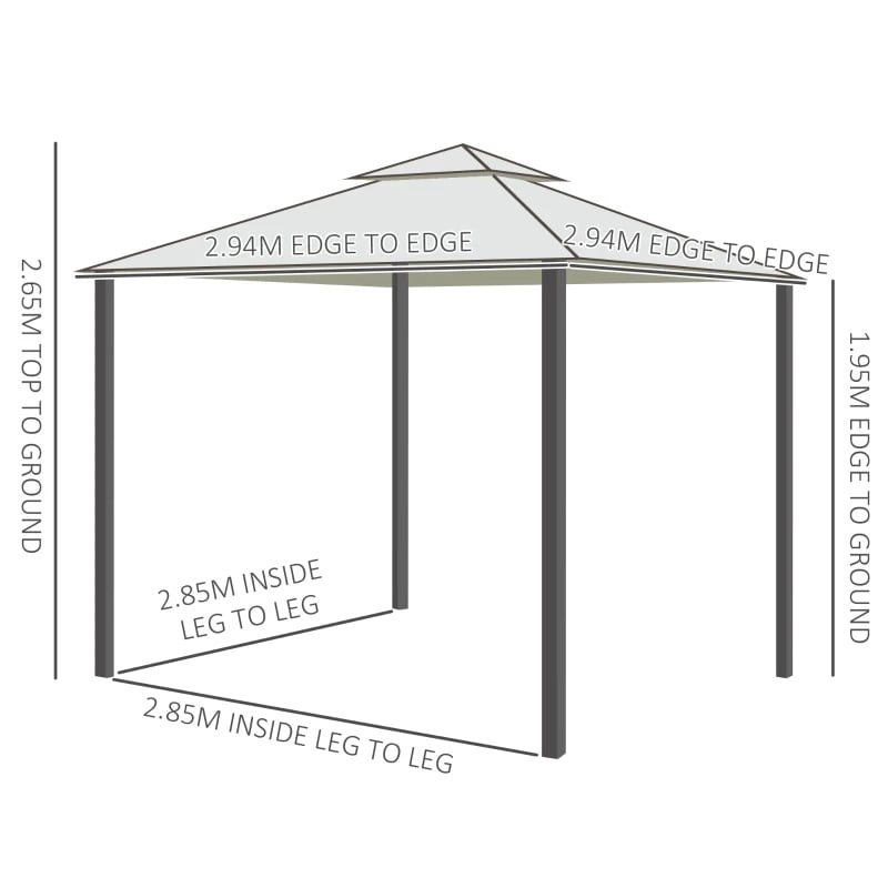 Outsunny 2 Tier Garden Gazebo with Curtains 3000x3000mm, White