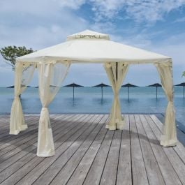 Outsunny 2 Tier Garden Gazebo with Curtains 3000x3000mm, White