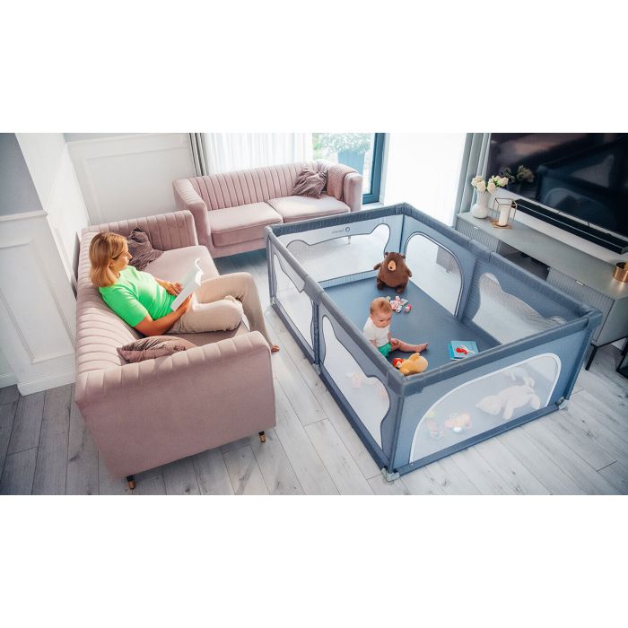 Lionelo Willow Playpen - Gray Concrete