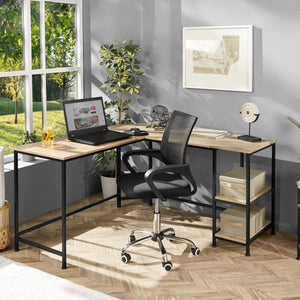 Desk Hamilton - corner unit, shelf 138 cm - industrial wood light