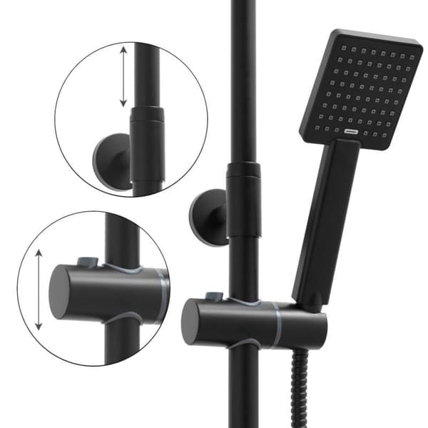 Wall Mounted Rain Shower Set, Matte Black