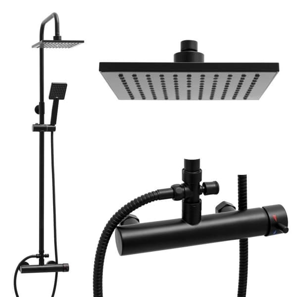 Wall Mounted Rain Shower Set, Matte Black