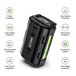High-Power 40V 6Ah Lithium Batteries for Ryobi, 2-Pack, Black