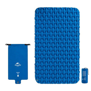 Naturehike Camping Couple Inflatable Mattress with Air Pillow and Carry Bag, Nylon, Waterproof, Blue, 120x200x6.5cm