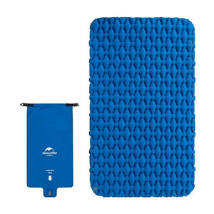 Naturehike Camping Couple Inflatable Mattress with Air Pillow and Carry Bag, Nylon, Waterproof, Blue, 120x200x6.5cm
