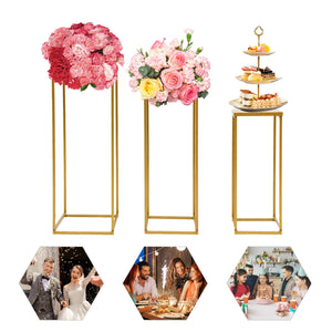 Set of 3 Metal Square Flower Stands, Plant Stand, Gold