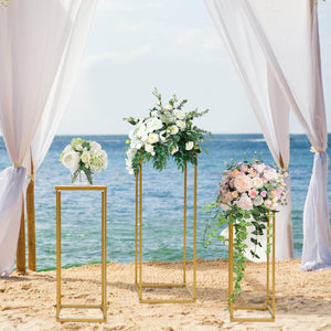 Set of 3 Metal Square Flower Stands, Plant Stand, Gold