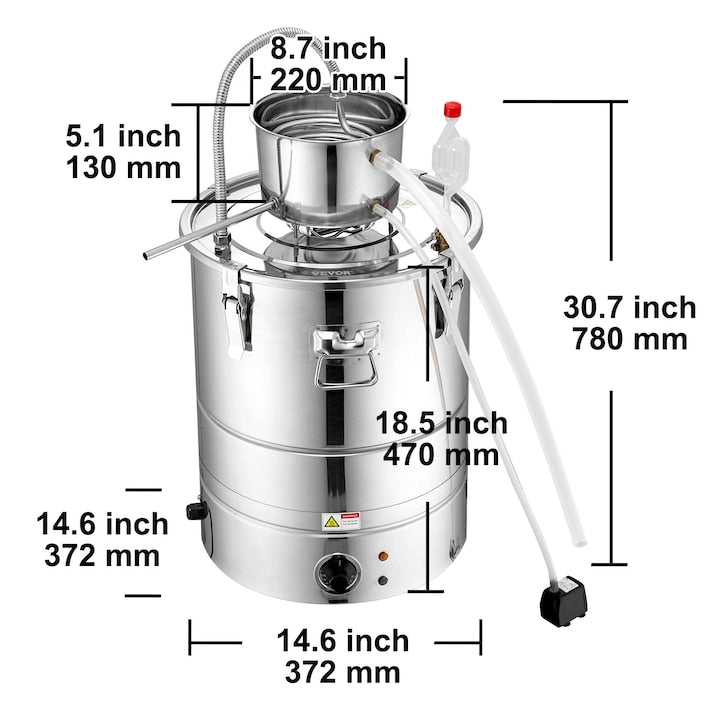 Alcohol Distillation Kit, Integrated Electric Heating System, 30L