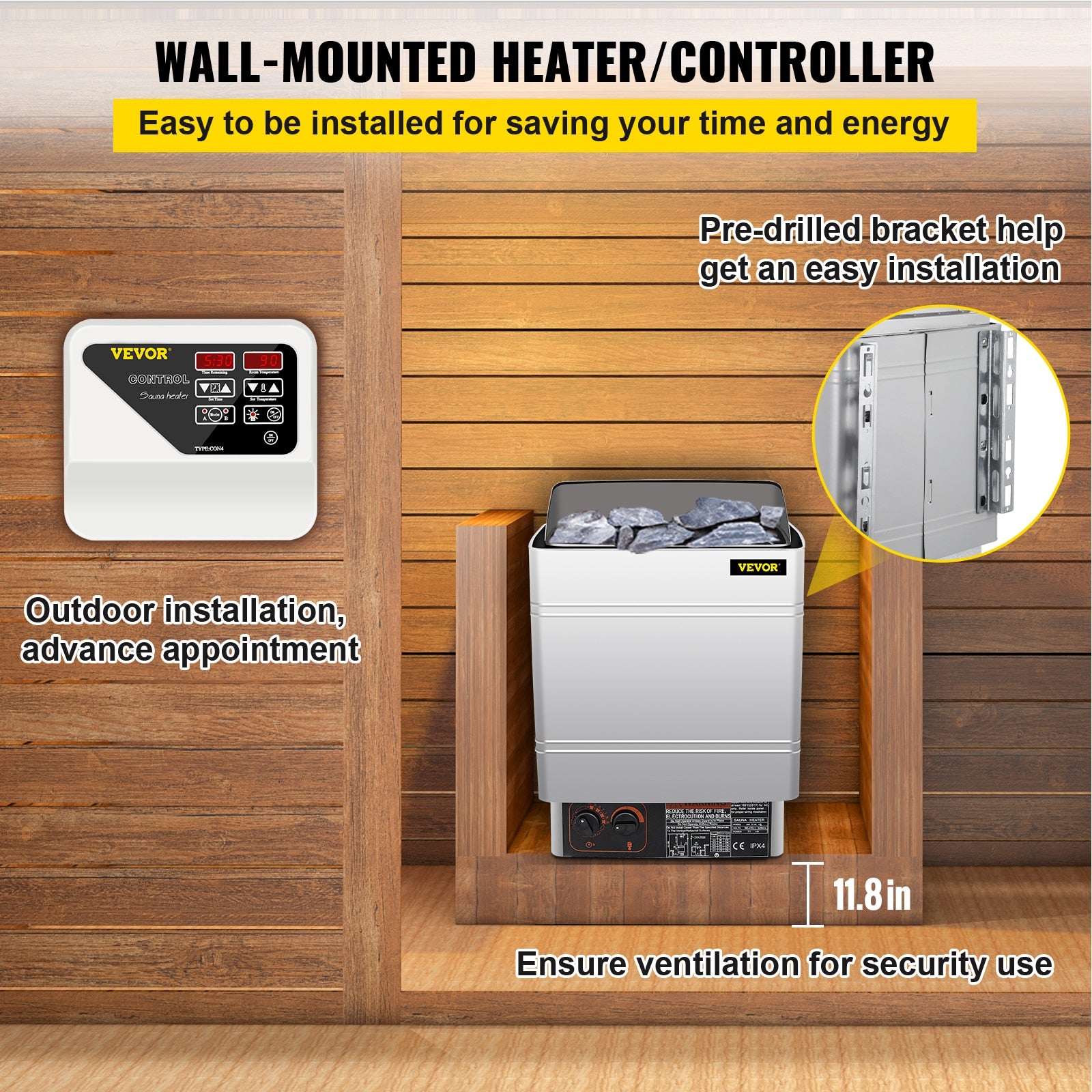 Sauna Heating System Controller, White/Black
