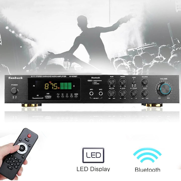 Sunbuck Home Audio Amplifier, 5.1 Surround Sound, Bluetooth 5.0, Black