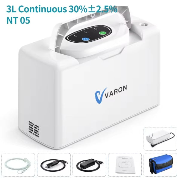 Portable Medical Oxygen Concentrator Varon NT 05 3L, Medical Grade, Lightweight, with Stable 3L/min Oxygen Flow, PSA System for Home, Car, and Outdoor Use