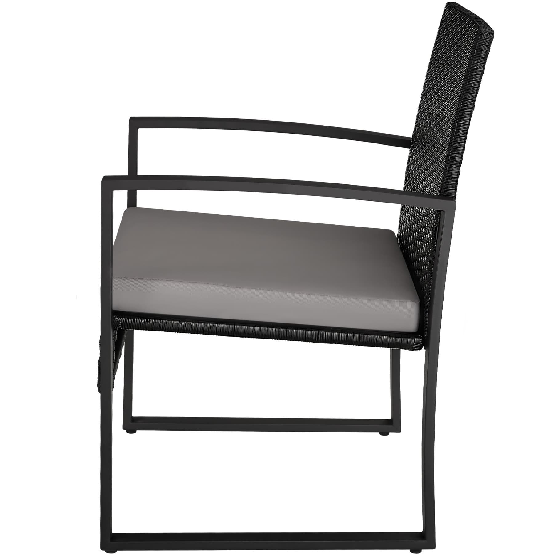 Rattan Seating Group tectake Granada with Height-Adjustable Plastic Feet for 2 Persons Light Grey/Black