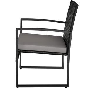 Rattan Seating Group tectake Granada with Height-Adjustable Plastic Feet for 2 Persons Light Grey/Black