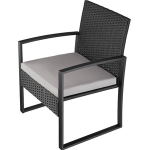 Rattan Seating Group tectake Granada with Height-Adjustable Plastic Feet for 2 Persons Light Grey/Black