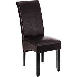 Dining Chair with Ergonomic Seat Shape, High Backrest, Padded Faux Leather