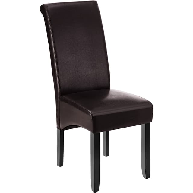 Dining Chair with Ergonomic Seat Shape, High Backrest, Padded Faux Leather
