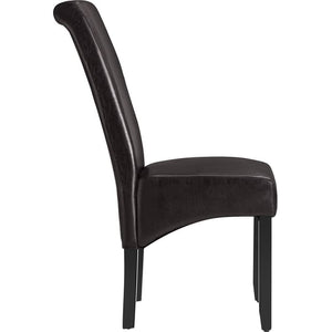 Dining Chair with Ergonomic Seat Shape, High Backrest, Padded Faux Leather