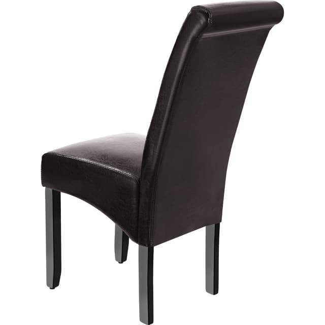 Dining Chair with Ergonomic Seat Shape, High Backrest, Padded Faux Leather