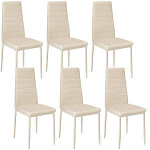 Tectake Thomas Set of 6 Dining Chairs, Light Beige