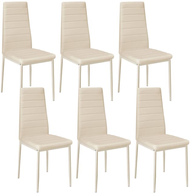 Tectake Thomas Set of 6 Dining Chairs, Light Beige