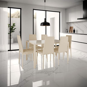 Tectake Thomas Set of 6 Dining Chairs, Light Beige