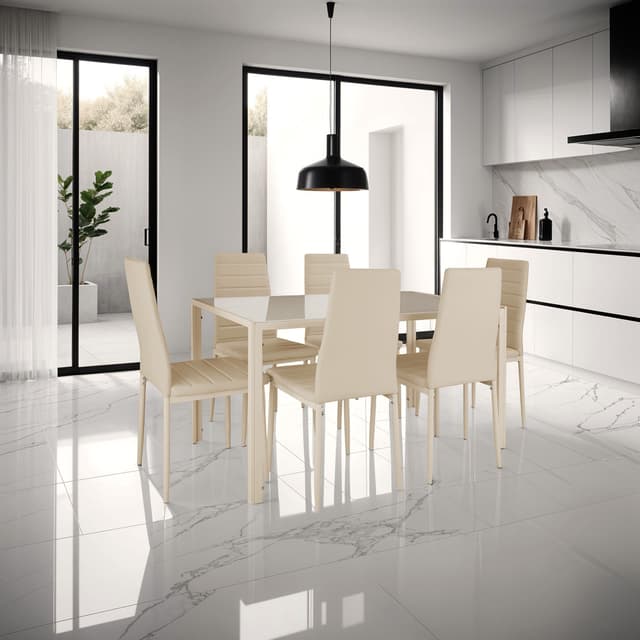 Tectake Thomas Set of 6 Dining Chairs, Light Beige