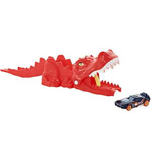 Hot Wheels City Launcher Dino Set, Red
