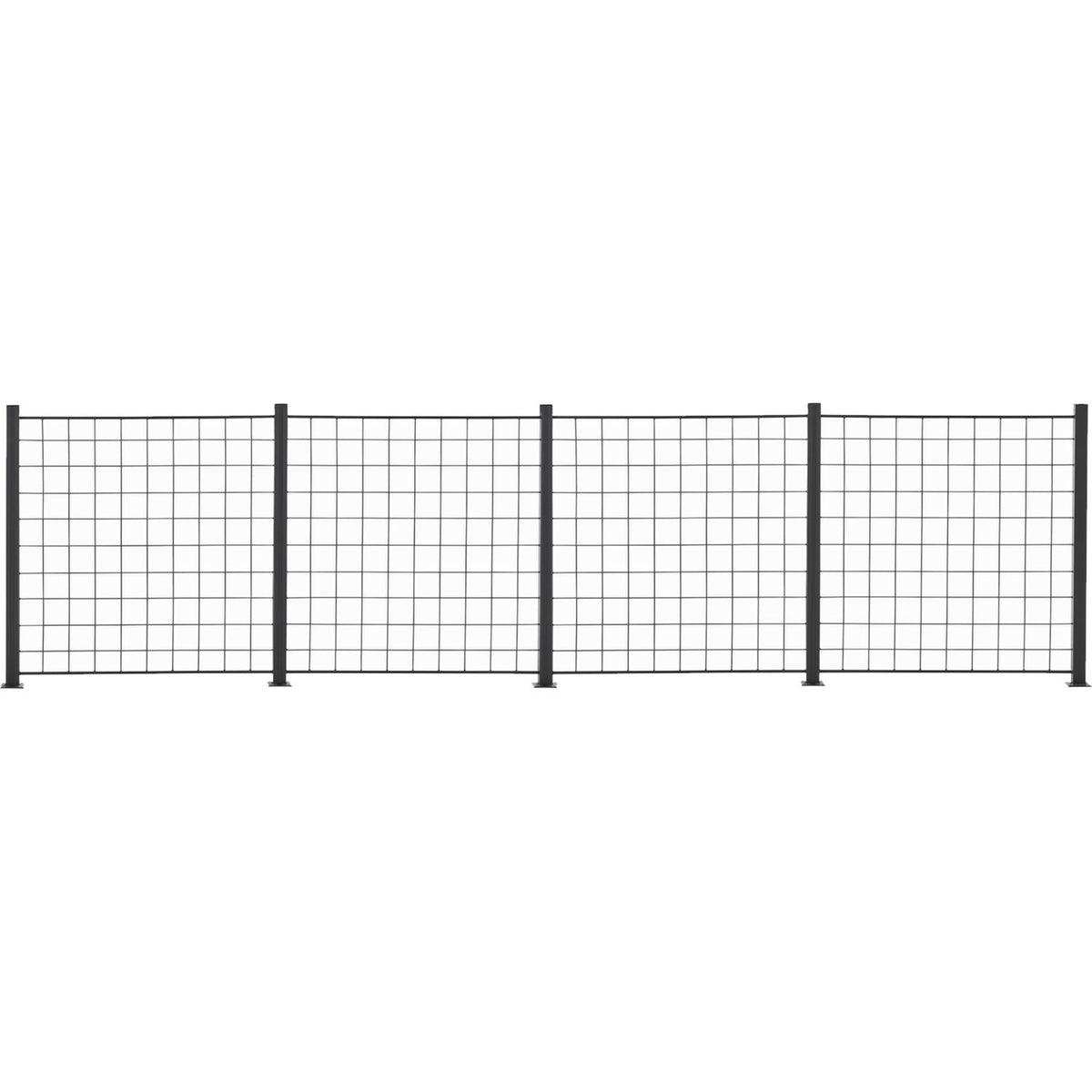 Hortus Black Metal Trellis Fence Panels 100 x 100 cm with Aluminium Posts, 4-Pack