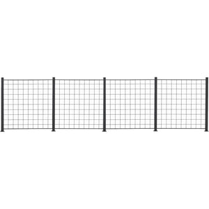 Hortus Black Metal Trellis Fence Panels 100 x 100 cm with Aluminium Posts, 4-Pack