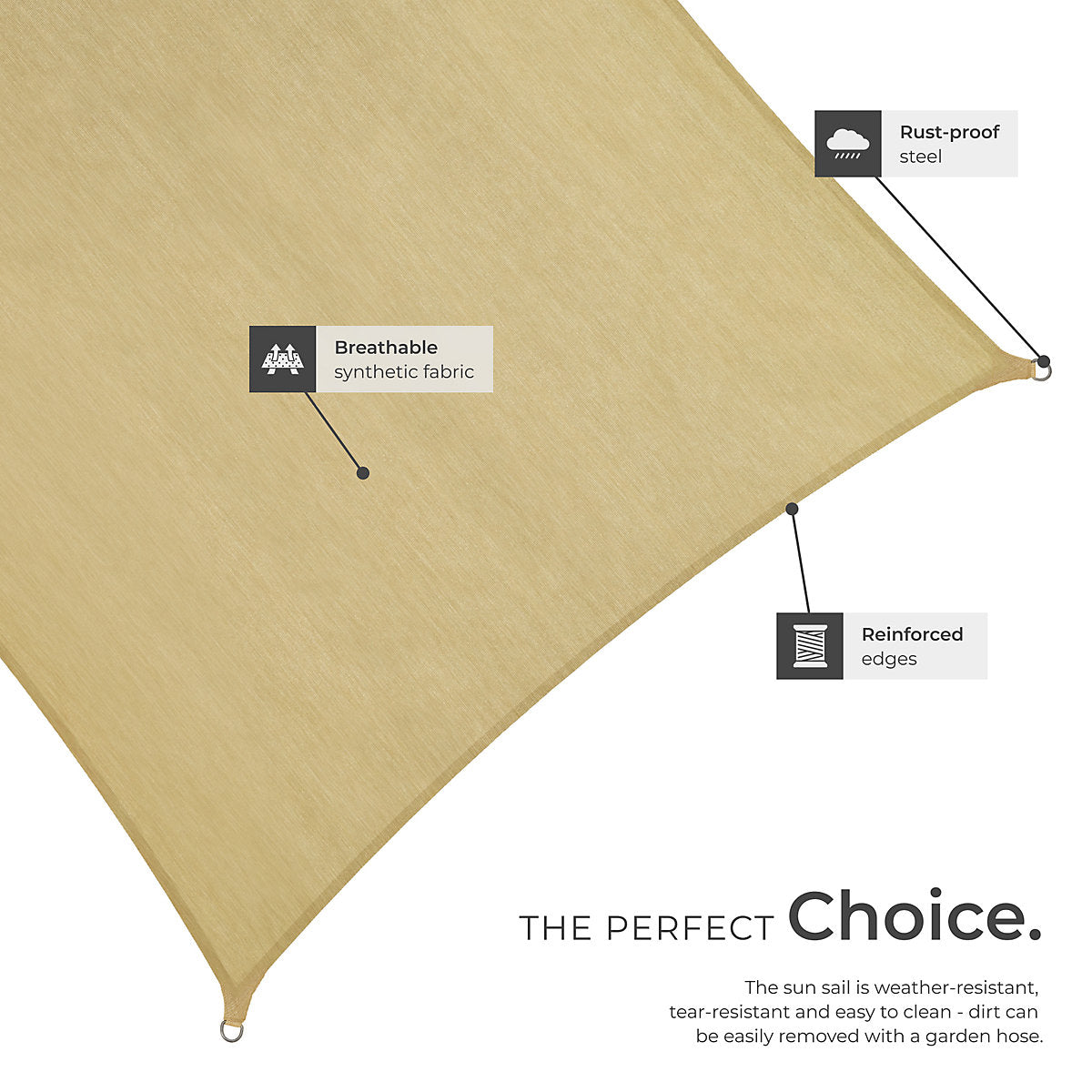 Tectake Shade Sail 5.4 x 5.4m, Beige
