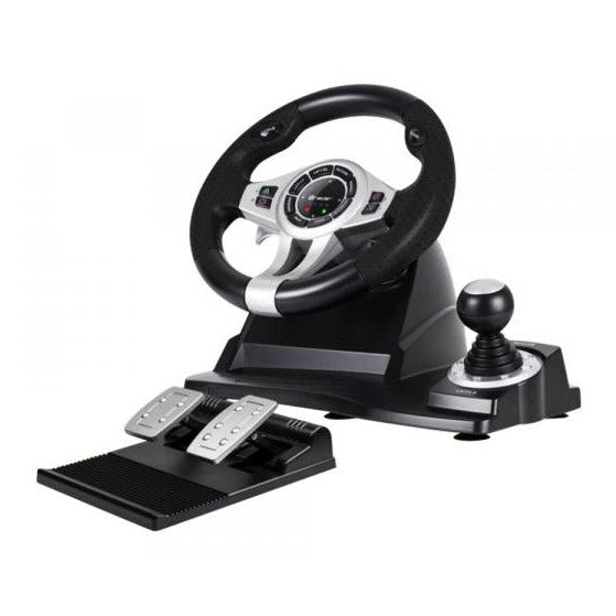 Tracer Roadster 4 in 1 Gaming Steering Wheel Set, Black, Silver