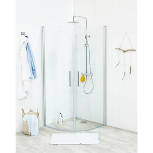 Noro Fix Trend Shower Corner, Matte Silver/Clear Glass