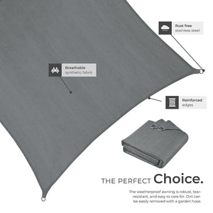 Sun Sail Sonny, UV Protected, Water-Resistant and Anti-Tear 3x4m, Grey