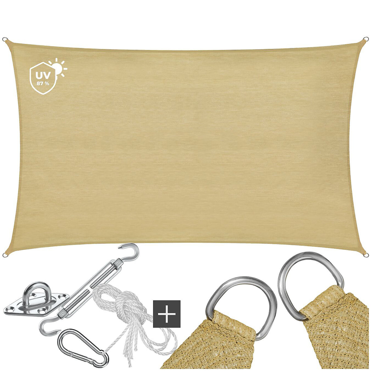 Tectake Sunny Sun Shade Sail 5 x 7 m, Beige