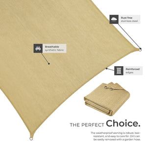 Tectake Sunny Sun Shade Sail 5 x 7 m, Beige