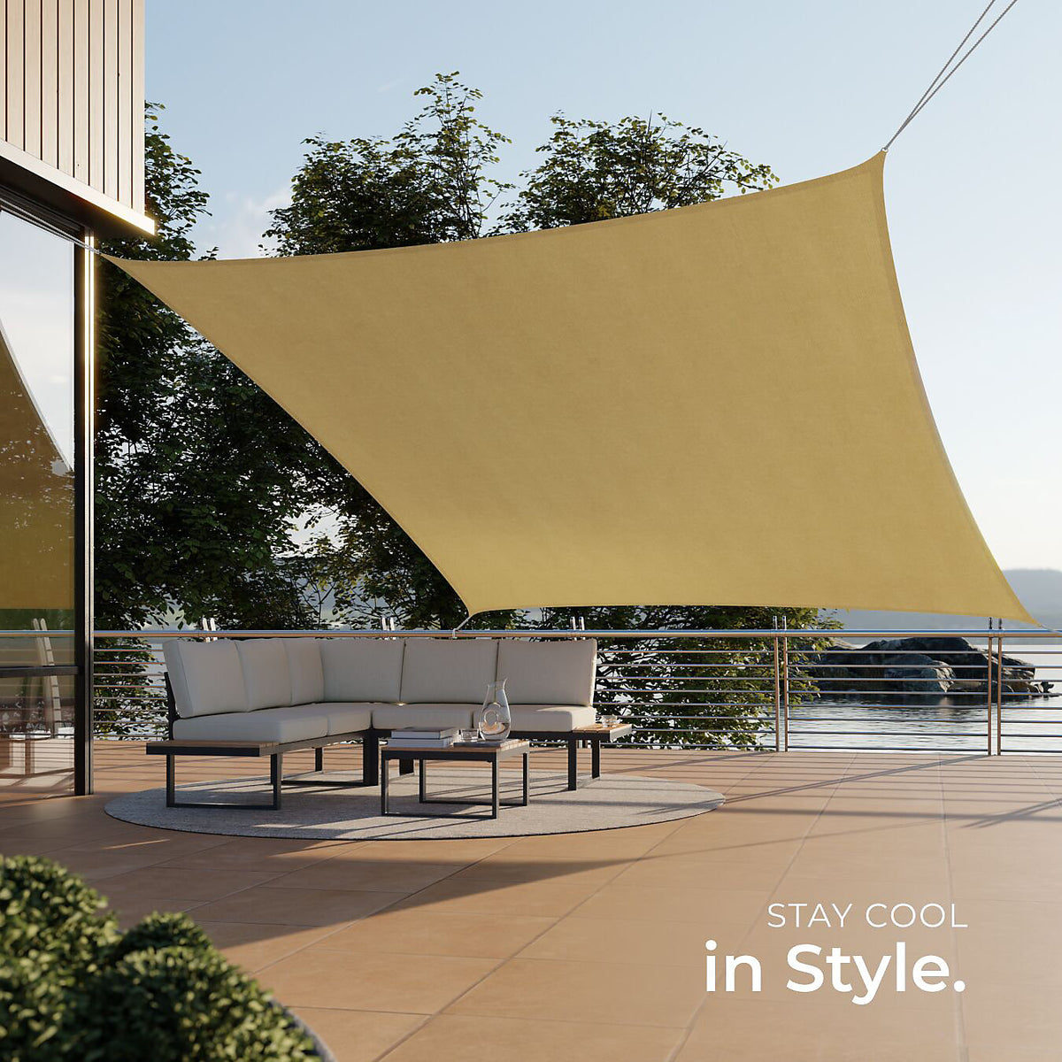 Tectake Sunny Sun Shade Sail 5 x 7 m, Beige