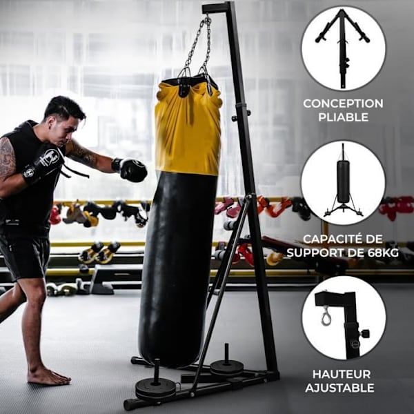 Foldable Boxing Bag Stand 68kg with Adjustable Height 182cm-230cm