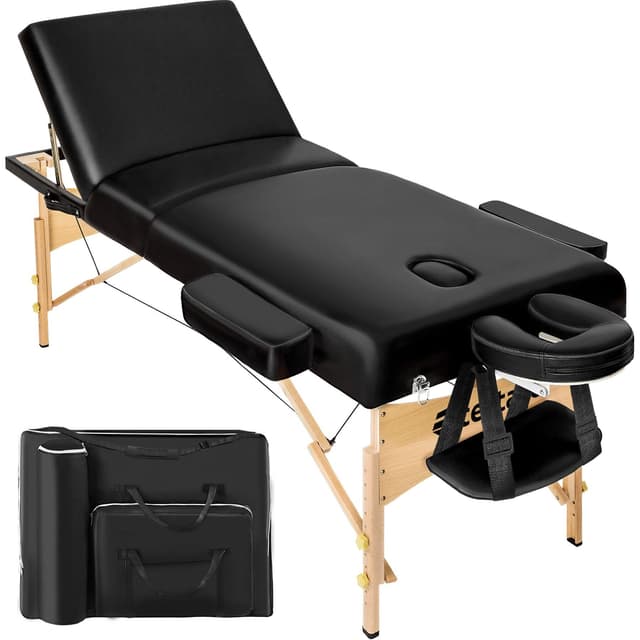 Tectake 3-Zone Massage Table 218 x 102 x 90 cm, Black