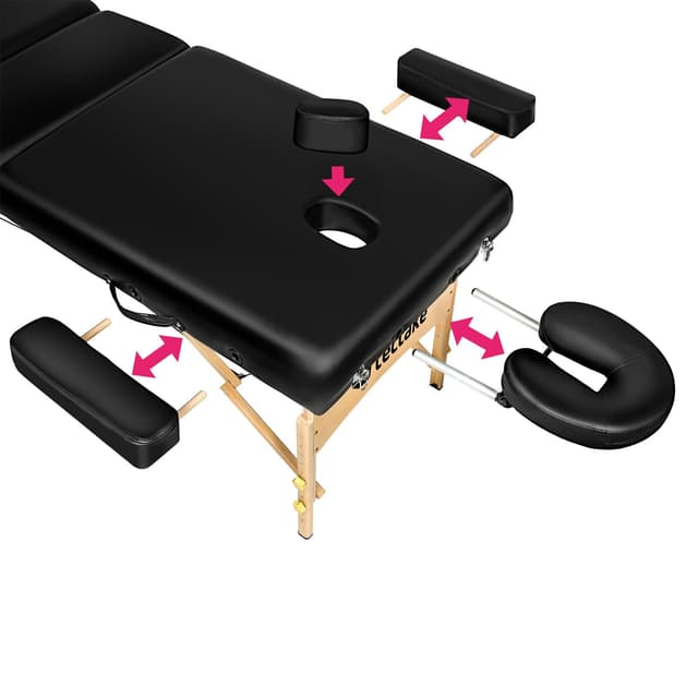 Tectake 3-Zone Massage Table 218 x 102 x 90 cm, Black
