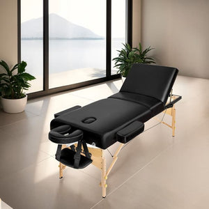Tectake 3-Zone Massage Table 218 x 102 x 90 cm, Black