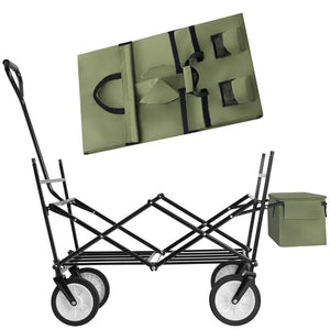 Garden Trolley - foldable, with roof, 3 pockets, transport bag, 80 kg capacity