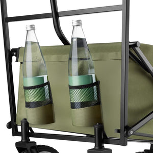 Garden Trolley - foldable, with roof, 3 pockets, transport bag, 80 kg capacity