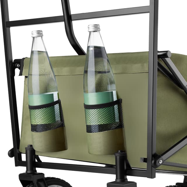 Garden Trolley - foldable, with roof, 3 pockets, transport bag, 80 kg capacity